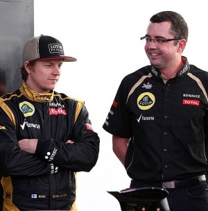 Raikkonen with Boullier during Lotus public launch at Jerez