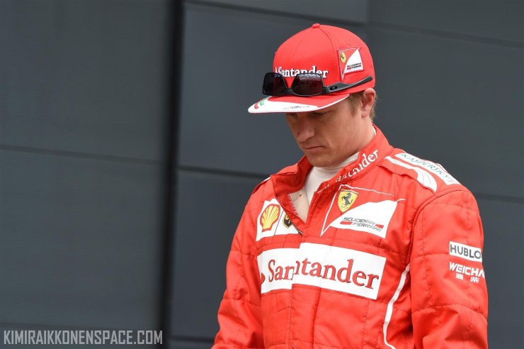 Kimi walks in the paddock after being eliminated in qualifying